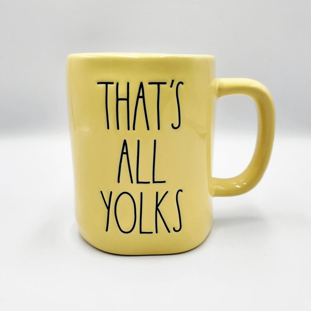 Rae Dunn Artisan Collection by Magenta  "That's All Yolks" Yellow Ceramic Mug